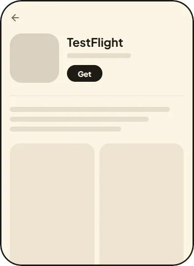 Sample screen: TestFlight’s app page, with its Get button
